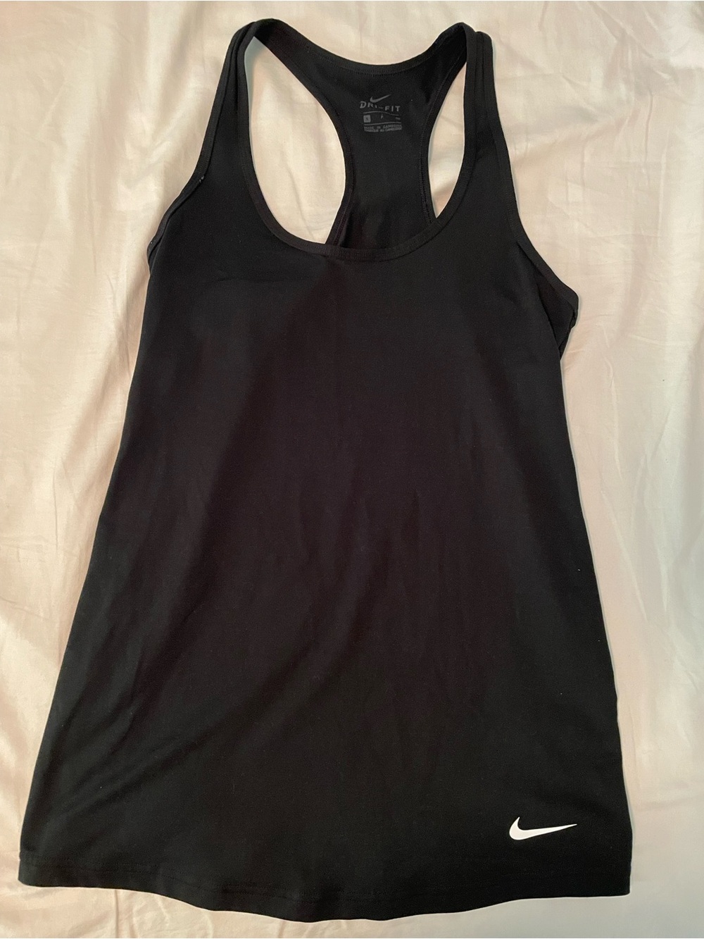Nike Black Racerback Dri-FIT Tank Top with White Swoosh